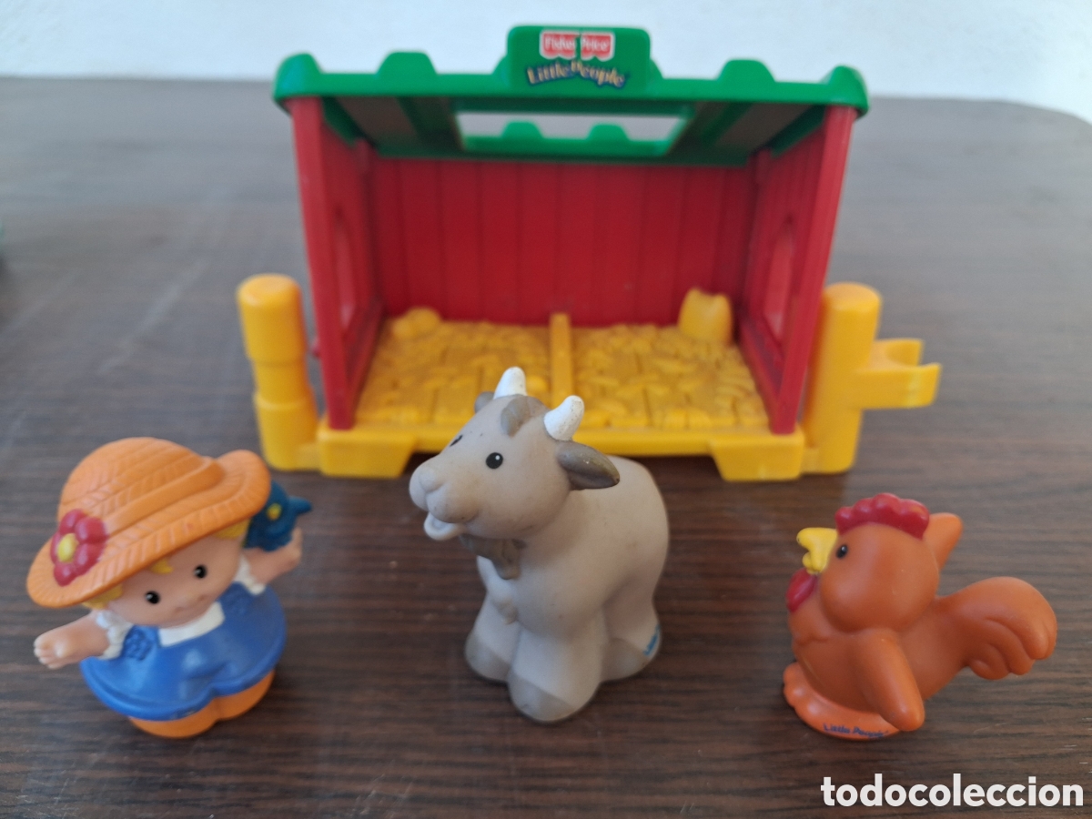 Figuras de goma y PVC: FisherPrice Little People establo y tres figuras