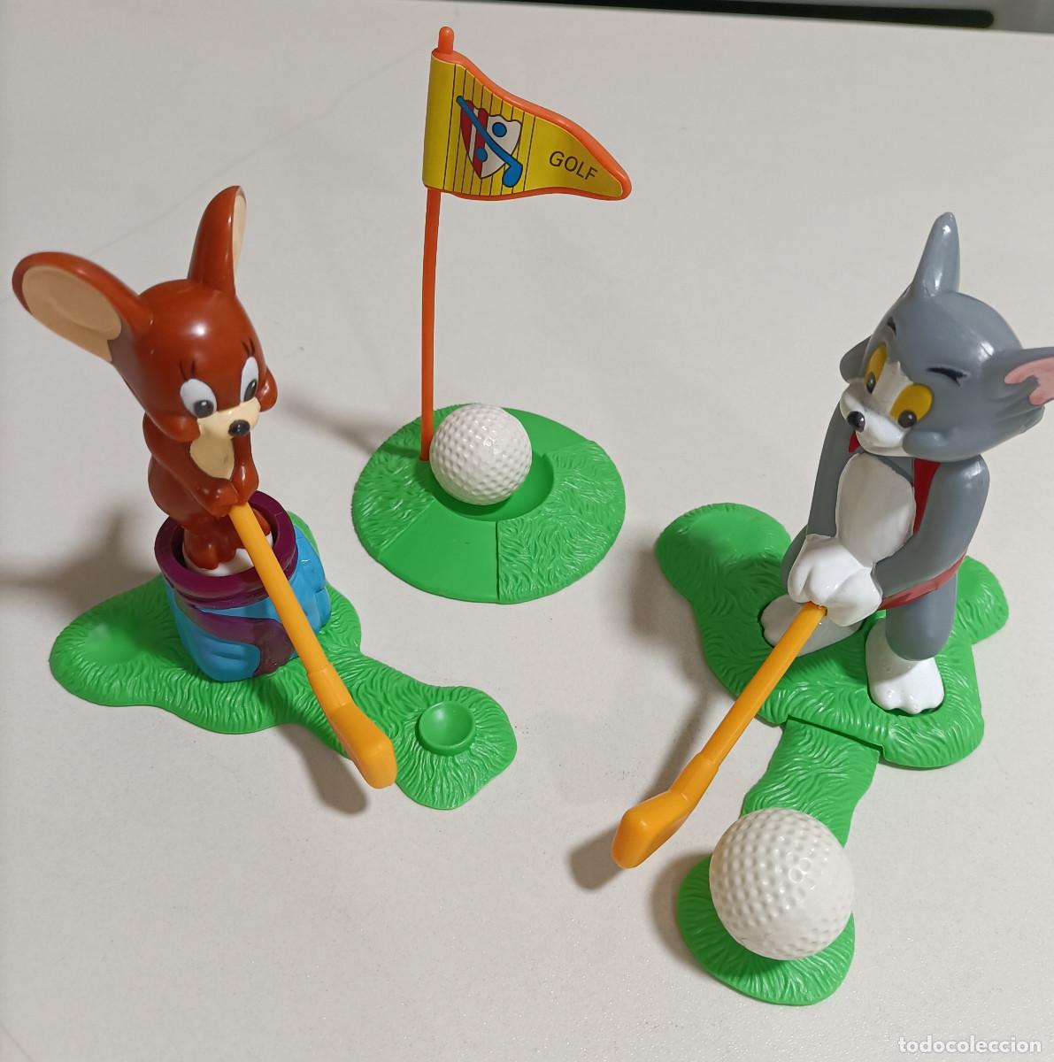 Figuras de goma Kinder: kinder maxi 1998 tom jerry golf palos mu&ntilde;ecos figuras hanna barbera raton gato mu&ntilde;equitos grandes