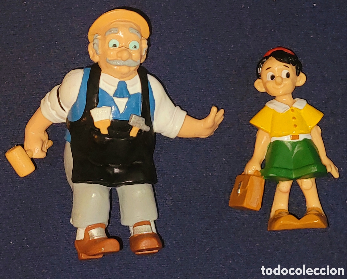Figuras de goma y PVC: Bonito lote completo 2 figuras pvc goma Pinocchio Disney marca Papo