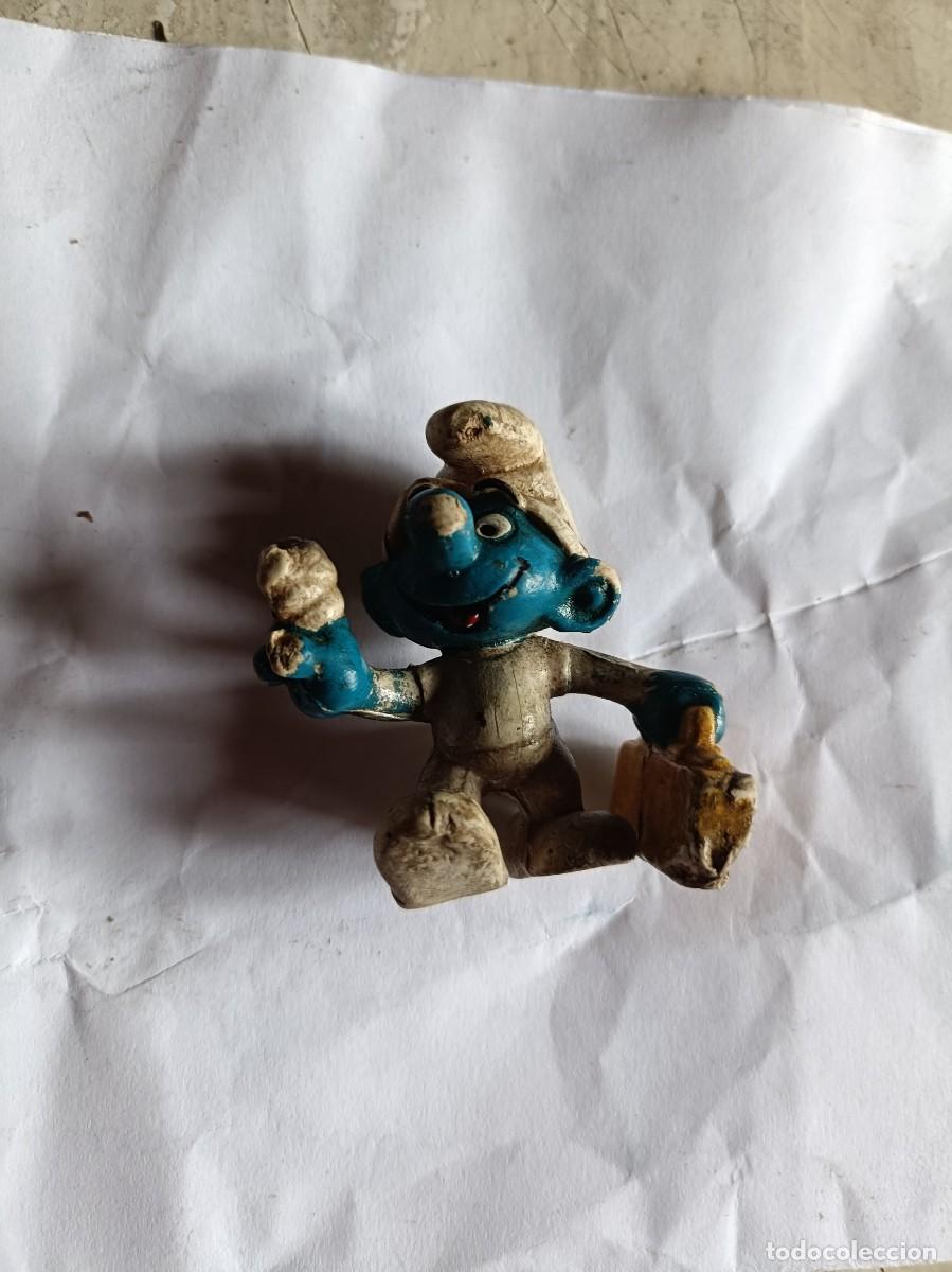 Figuras de goma y PVC: FIGURA PITUFA SIN MARCA NECESITA LIMPIEZA