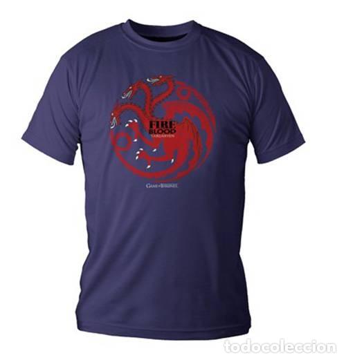 Figuras de goma y PVC: Camiseta Azul Marino Chico Fire & Blood Targaryen - Juego de Tronos (Talla XL)