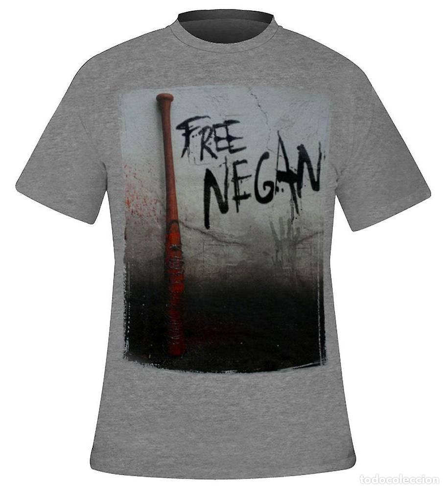 Figuras de goma y PVC: Camiseta Gris Chico Free Negan - The walking dead (Talla M)