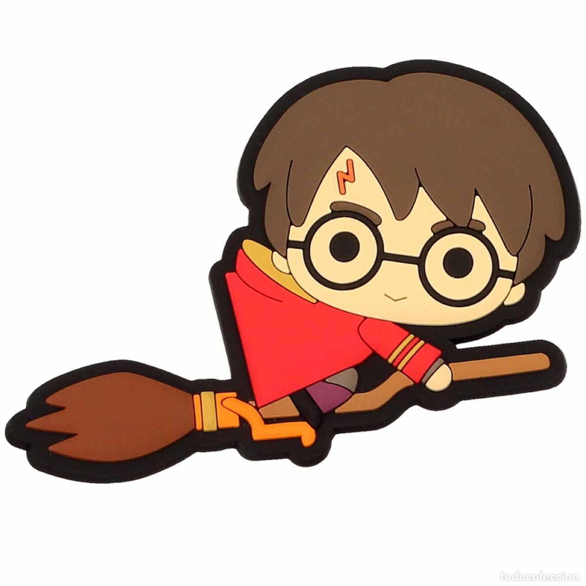 Figuras de goma y PVC: Iman Chibi Relieve Escoba Capa Roja - Harry Potter