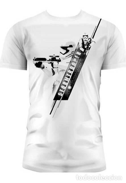 Figuras de Borracha e PVC: Camiseta Blanca Chico Stormtrooper Blaster - Star Wars (Talla S)