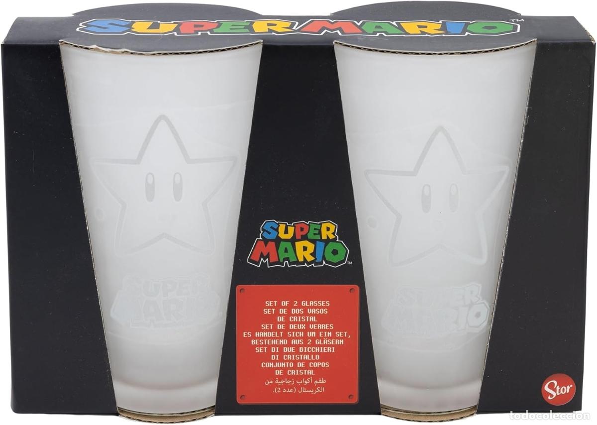 Rubber and PVC Figures: Set 2 Vasos Cristal 490 ml Super Mario