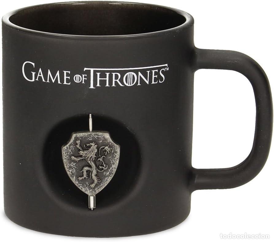Figuras de goma y PVC: Taza Negra Cristal Emblema Giratorio Lannister Juego de Tronos