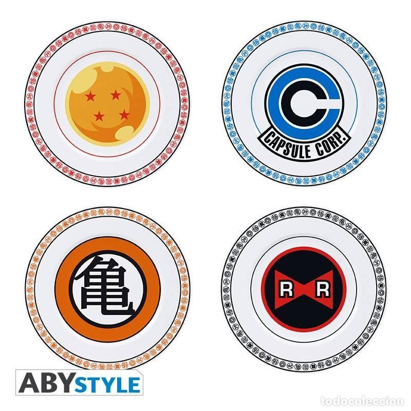 Figuras de Borracha e PVC: Set de 4 Platos Emblemas - Dragon Ball