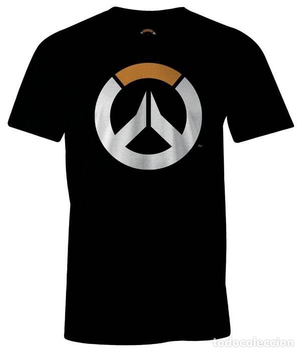 Figuras de Borracha e PVC: Camiseta Negra Chico Logo Overwatch - Overwatch (Talla XXL)