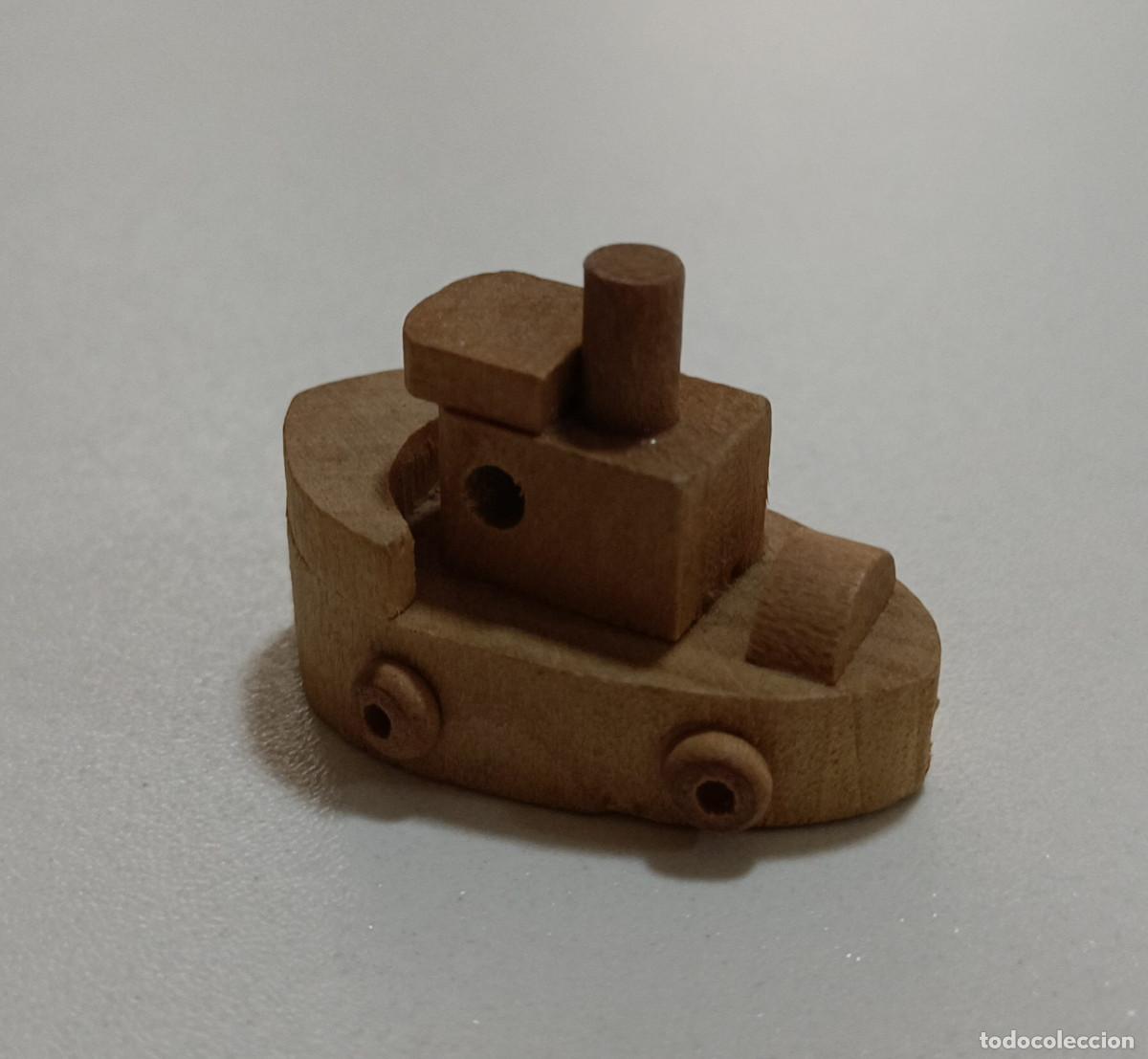 Figuras de goma Kinder: MADERA KINDER barco MINIATURA CASA MU&Ntilde;ECAS DIORAMA VEHICULO FIGURITA WOOD