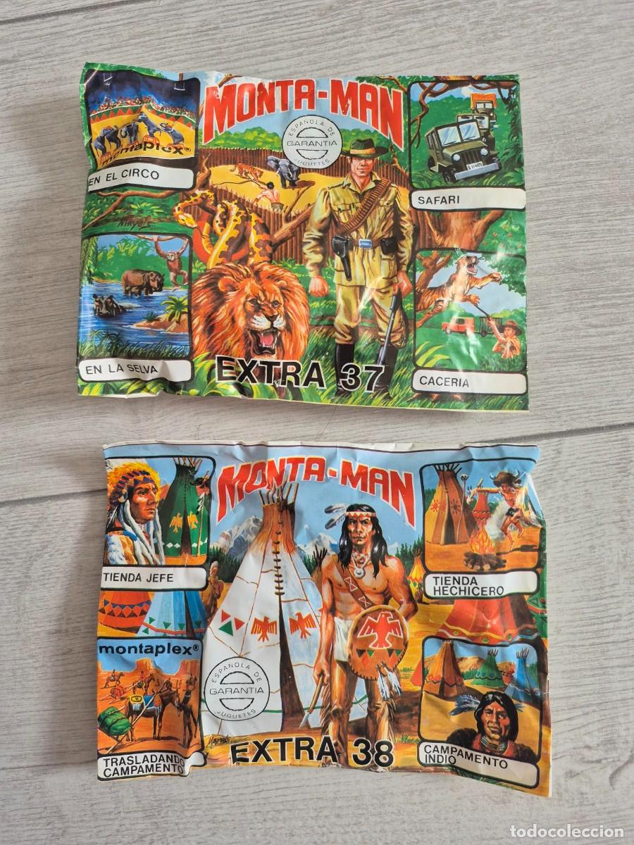 Figuras de goma y PVC: LOTE DOS SOBRES ORIGINALES CERRADOS SIN ABRIR MONTAMAN EXPLORADOR GUIA AFRICANO INDIO MONTAPLEX