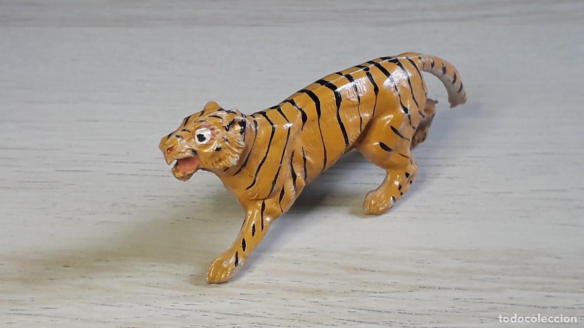 Figuras de goma y PVC: Tigre serie Fieras, goma, Pech made in Spain tipo Jecsan, original a&ntilde;os 50-60.