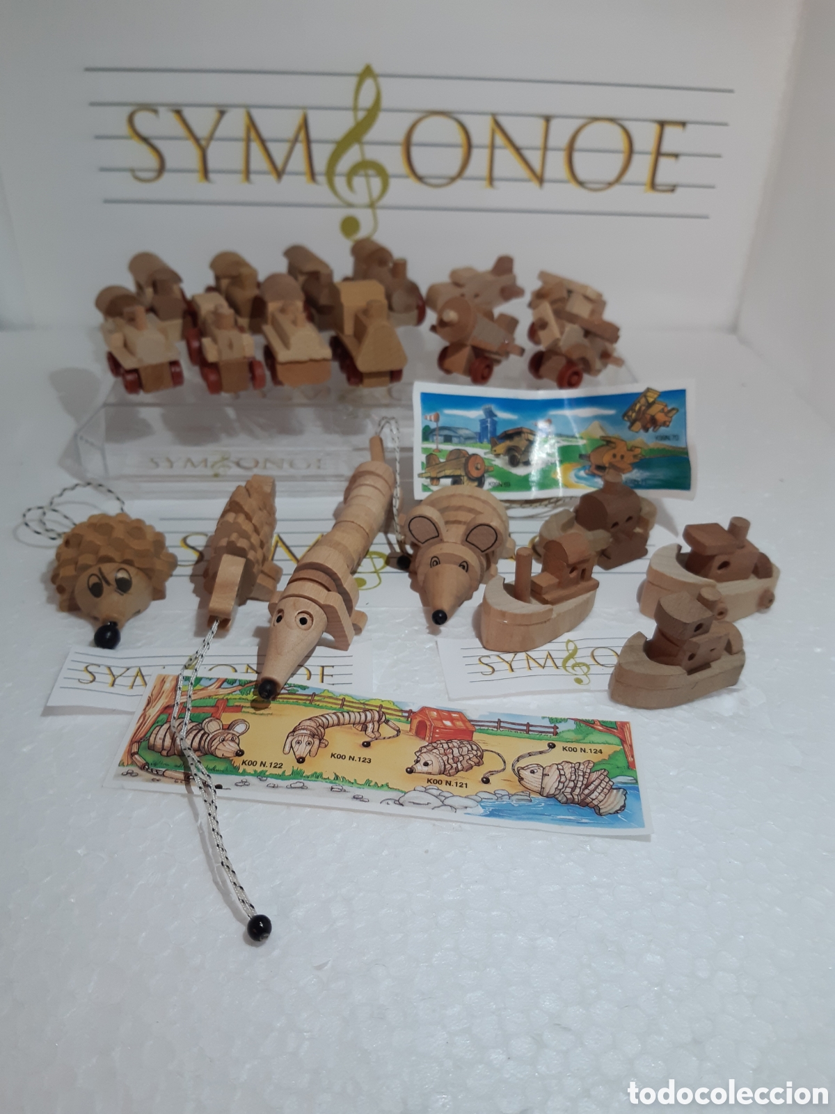 Kinder Figures: Fant&aacute;stico Lote formado por 5 series Kinder Sorpresa madera avi&oacute;n barco tren animales