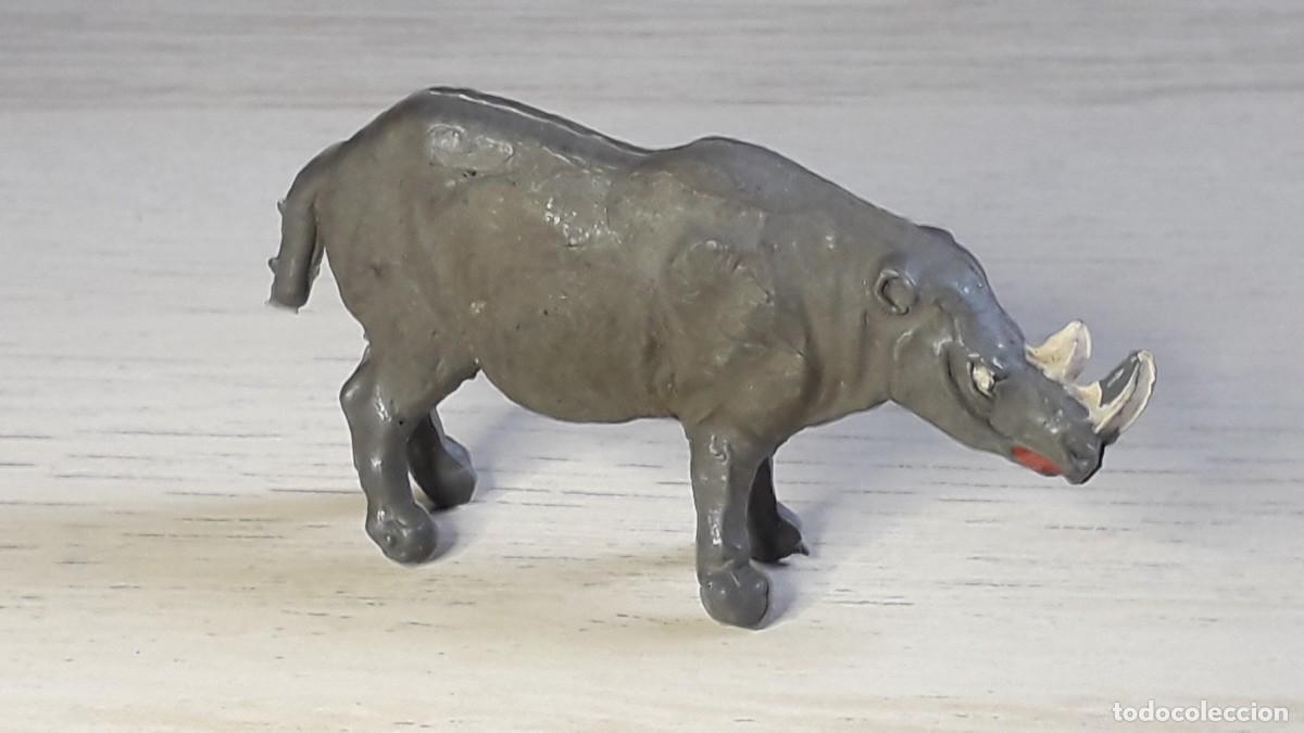 Figuras de goma y PVC: Rinoceronte, &Aacute;frica Jungla Safari, goma, Gama made in Spain tipo Jecsan, original a&ntilde;os 50.