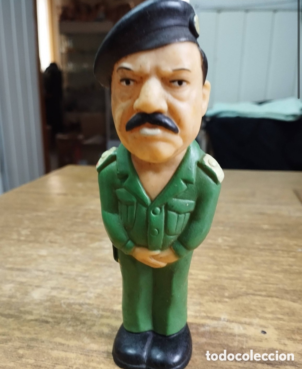 Figuras de goma y PVC: MUY RARA Figura de goma S&uacute;per Vintage Saddam Hussein (16 cm) - Juguete pol&iacute;tico de colecci&oacute;n a&ntilde;os 90