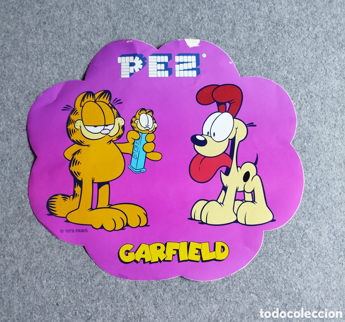 Figuras de goma y PVC dispensador PEZ: 1990s VINILO GRANDE TROQUELADO PROMOCIONAL CARAMELOS CANDY PEZ GARFIELD PUBLICITARIO