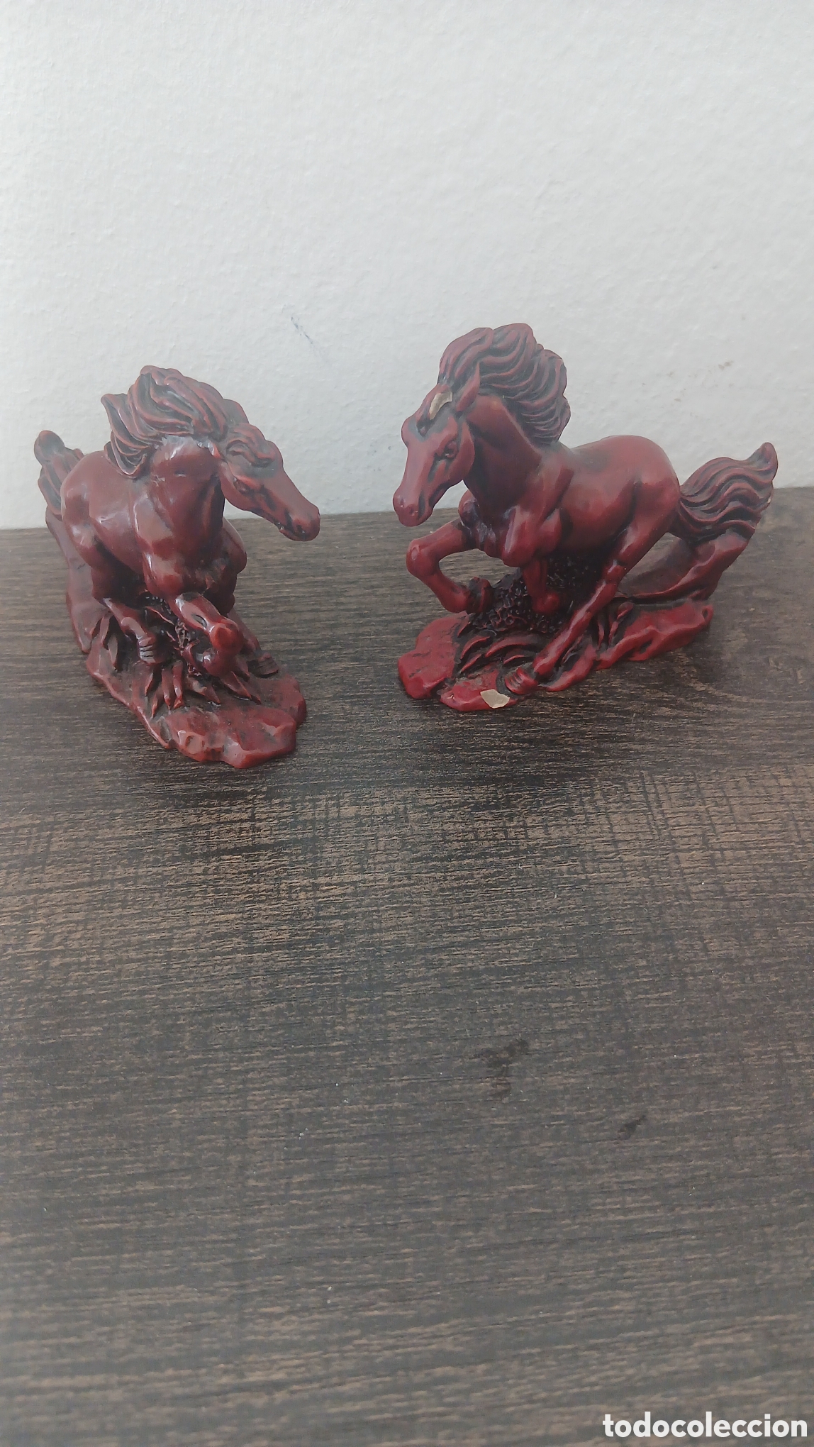 Figuras de goma y PVC: Pareja Caballos Decorativos Resina