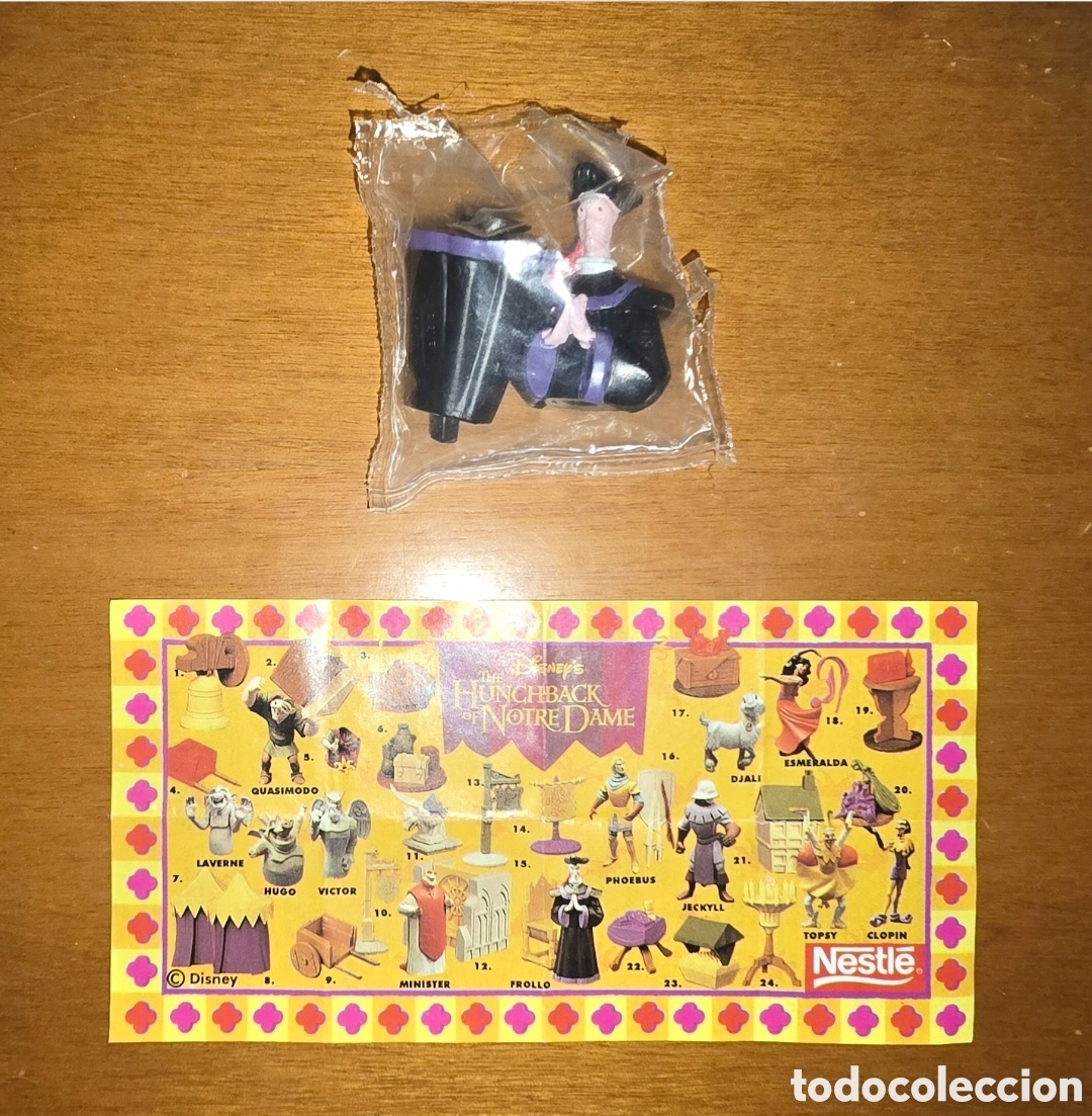 Figuras de goma y PVC: Figura pvc Nestl&eacute; Jorobado Notre Dame Frollo Disney + bpz mu&ntilde;eco no kinder no Zaini
