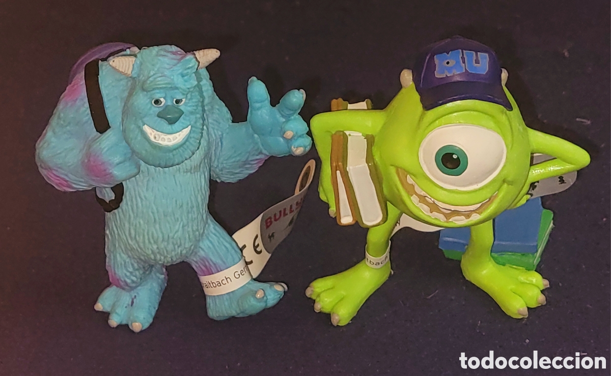 Figuras de goma y PVC: Bonito lote completo 2 figuras pvc goma Sully Mike Monstruos S.A. + etiquetas marca Bullyland