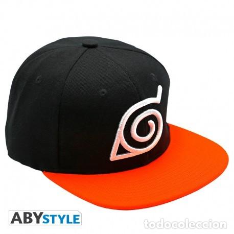 Figuras de goma y PVC: Gorra Snapback Naruto Shippuden Konoha Negra y Naranja