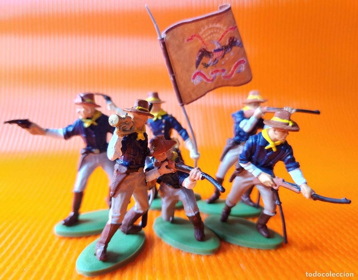 Figuras de goma y PVC: INFANTERIA ROUGH RIDERS Nordistas set soldaditos pl&aacute;stico DSG variante Argentina de Britains