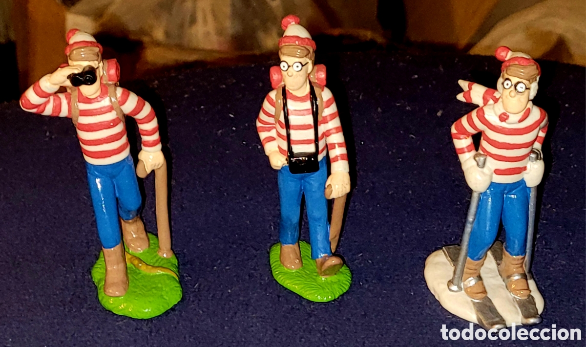 Figuras de goma y PVC: DIFICIL: Bonito lote 3 figuras pvc goma &iquest;D&oacute;nde est&aacute; Wally? marca Applause 1990