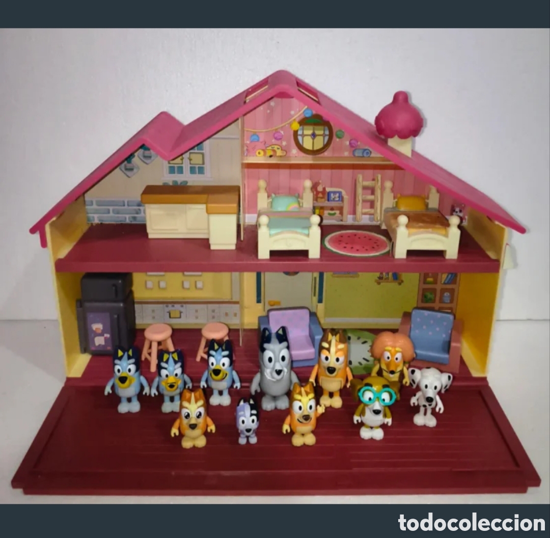 Figuras de goma y PVC: Casa de mu&ntilde;ecas Bluey con figuras