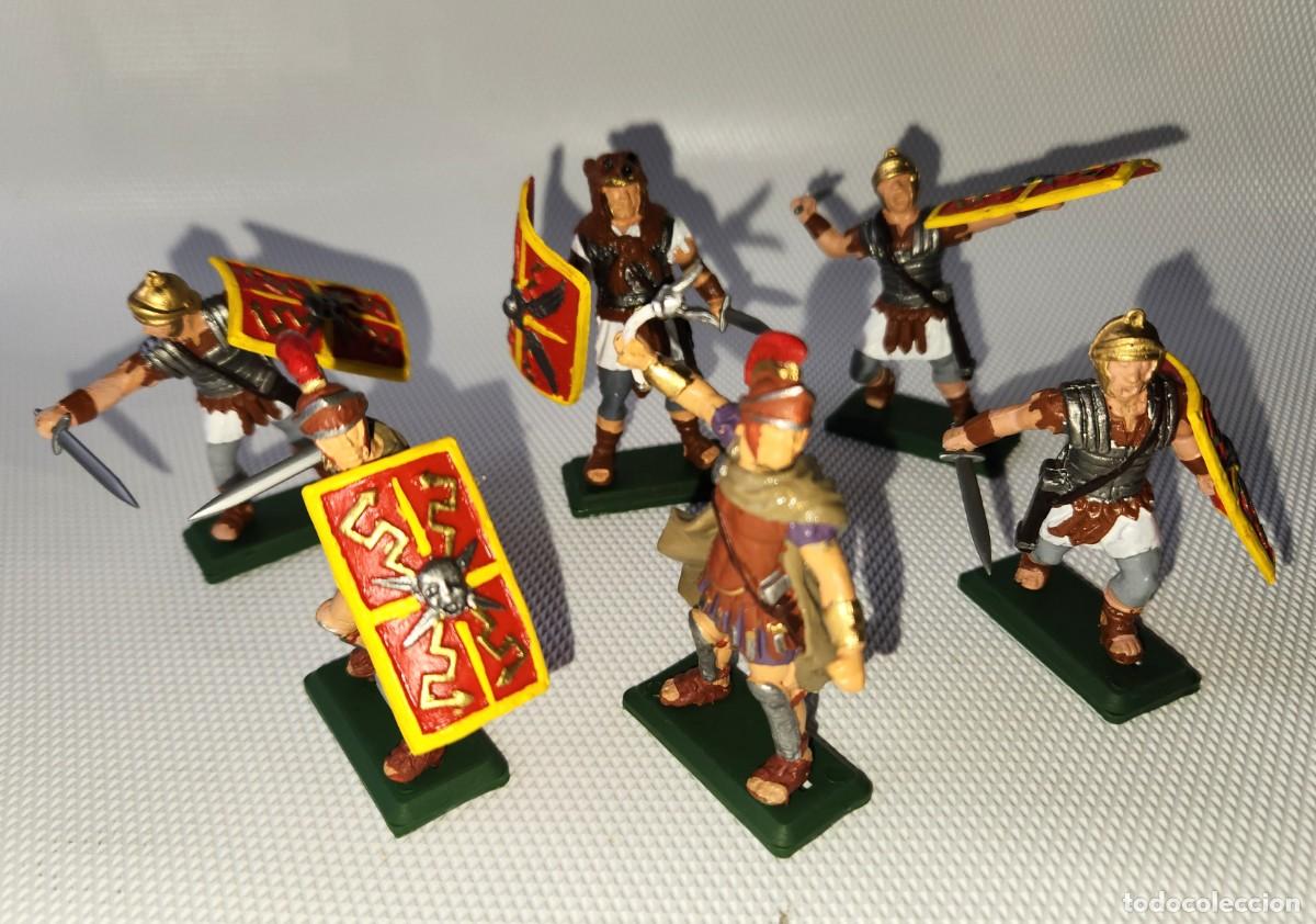 Figuras de goma y PVC: LEGIONARIOS ROMANOS set escudo rojo - soldaditos pl&aacute;stico DSG variante Argentina de Britains