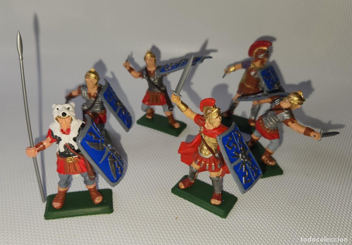 Figuras de goma y PVC: LEGIONARIOS ROMANOS variante set escudo azul - soldaditos pl&aacute;stico DSG Argentina de Britains
