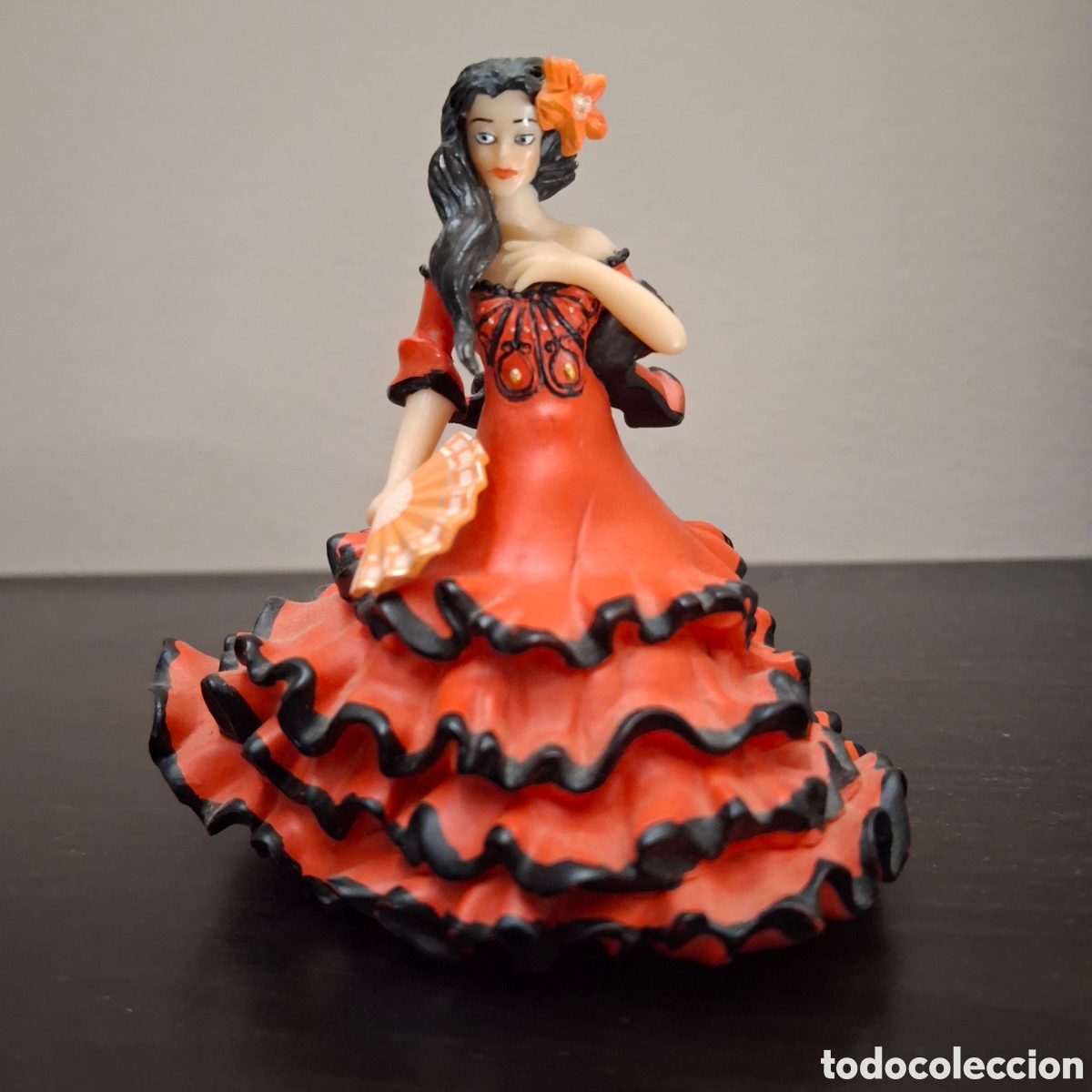 Figuras de goma y PVC: PAPO - MUJER ANDALUZA FLAMENCA PRINCESA VESTIDO VOLANTES CON ABANICO - FIGURA PVC