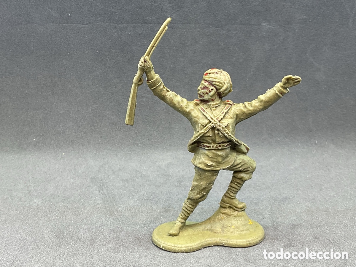 Figuras de goma y PVC: Antigua Figura en Pl&aacute;stico. Soldado Tropas Indias. Crescent Toy. Made in England. 60 mm