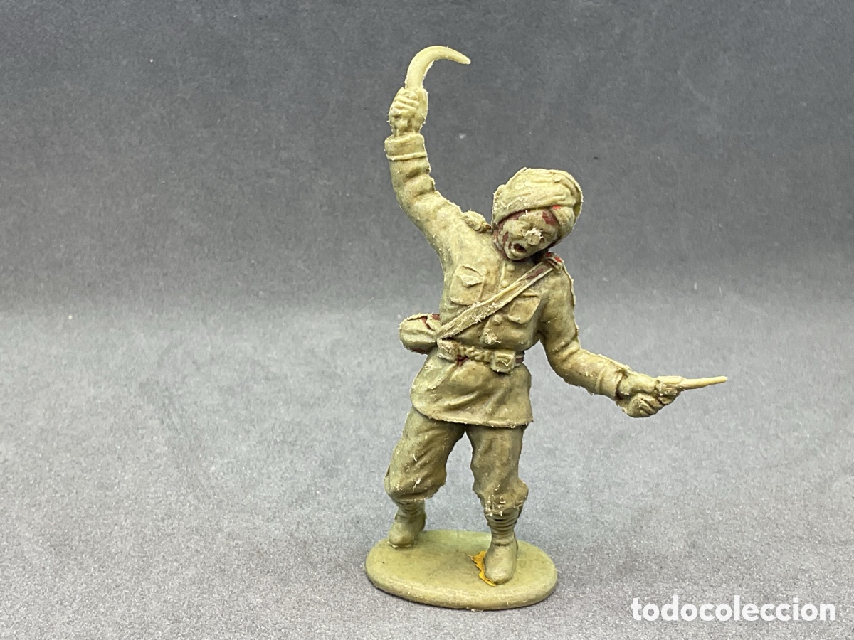 Figuras de goma y PVC: Antigua Figura en Pl&aacute;stico. Soldado Tropas Indias. Crescent Toy. Made in England. 60 mm