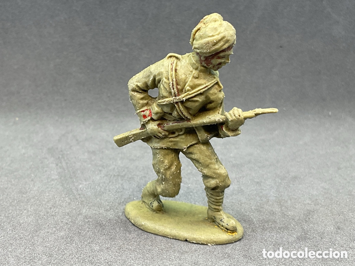 Figuras de goma y PVC: Antigua Figura en Pl&aacute;stico. Soldado Tropas Indias. Crescent Toy. Made in England. 60 mm