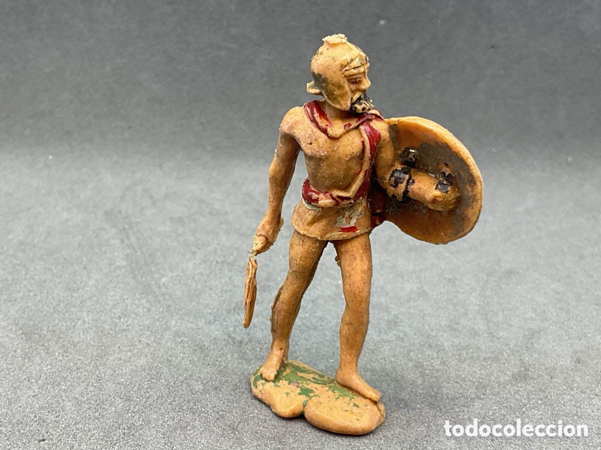 Figuras de goma y PVC: Antigua Figura en Pl&aacute;stico. Guerrero Espartano.
