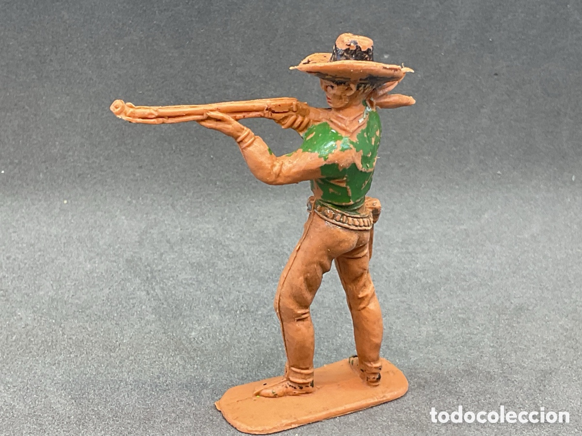 Figuras de goma y PVC: Antigua Figura del Oeste en Pl&aacute;stico. Cowboy de Jecsan . A&ntilde;os 70.