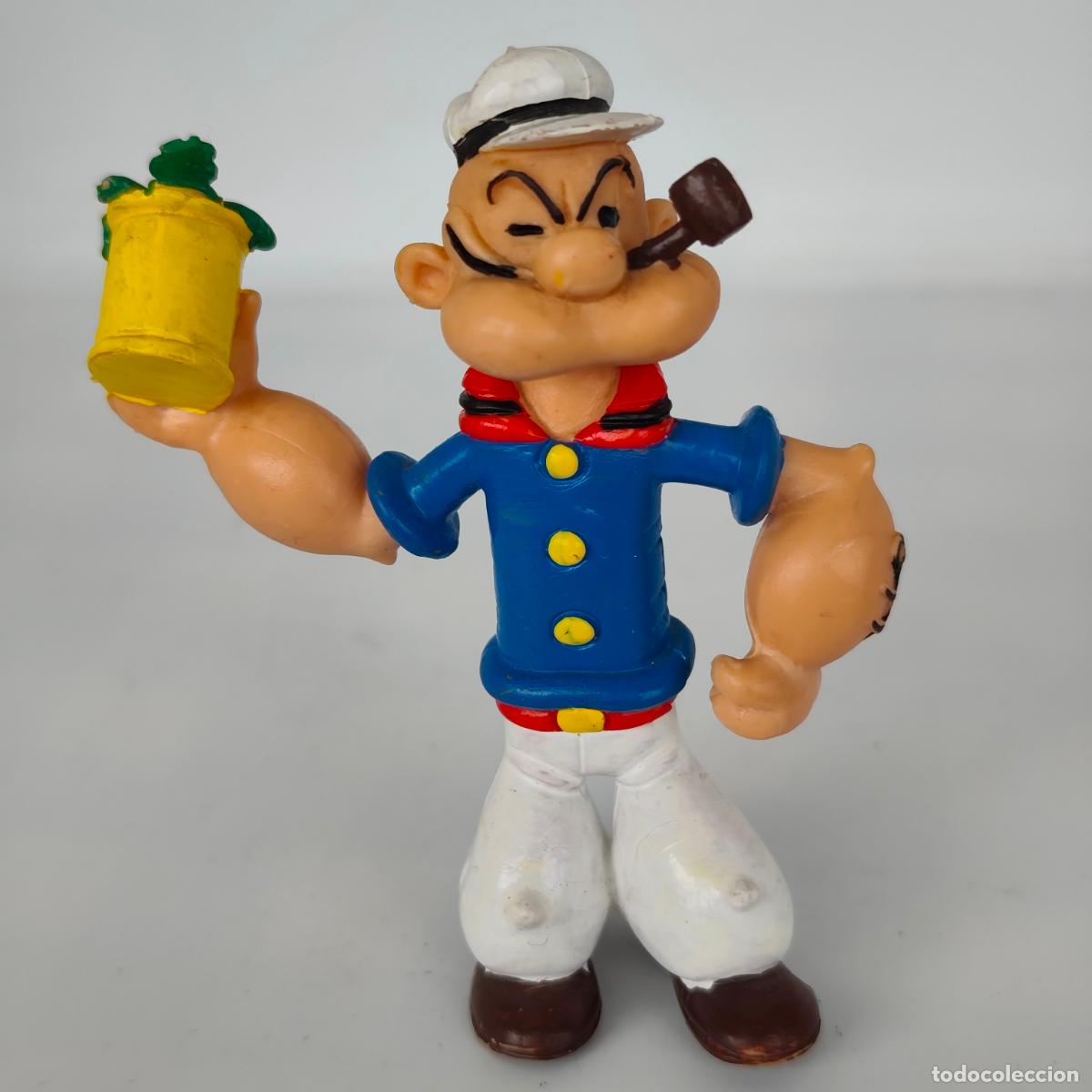Figuras de goma y PVC: POPEYE EL MARINO - FIGURA MU&Ntilde;ECO PVC GOMA - COMICS SPAIN 1986 con espinacas - APROX. 8cm.