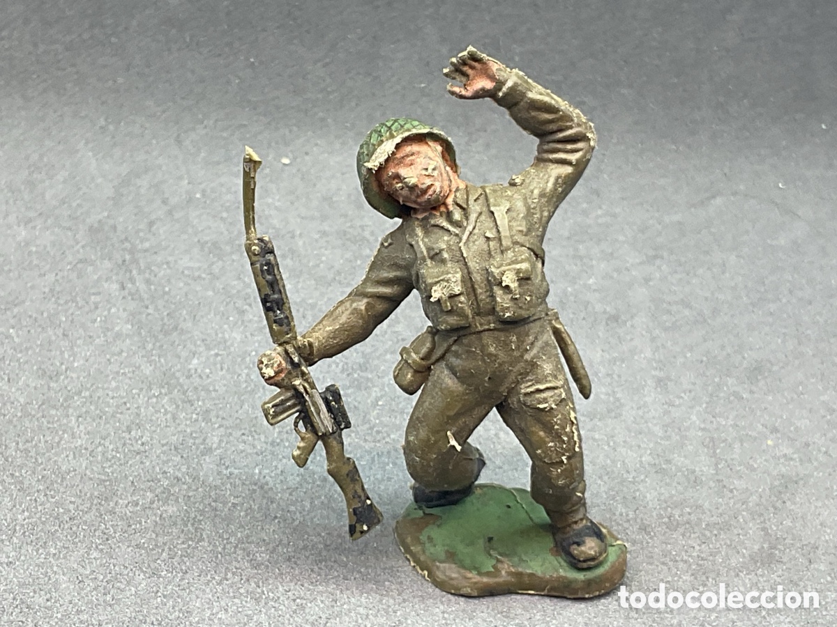 Figuras de goma y PVC: ANTIGUA FIGURA EN PL&Aacute;STICO. SOLDADO II GUERRA MUNDIAL. MADE IN ENGLAND.