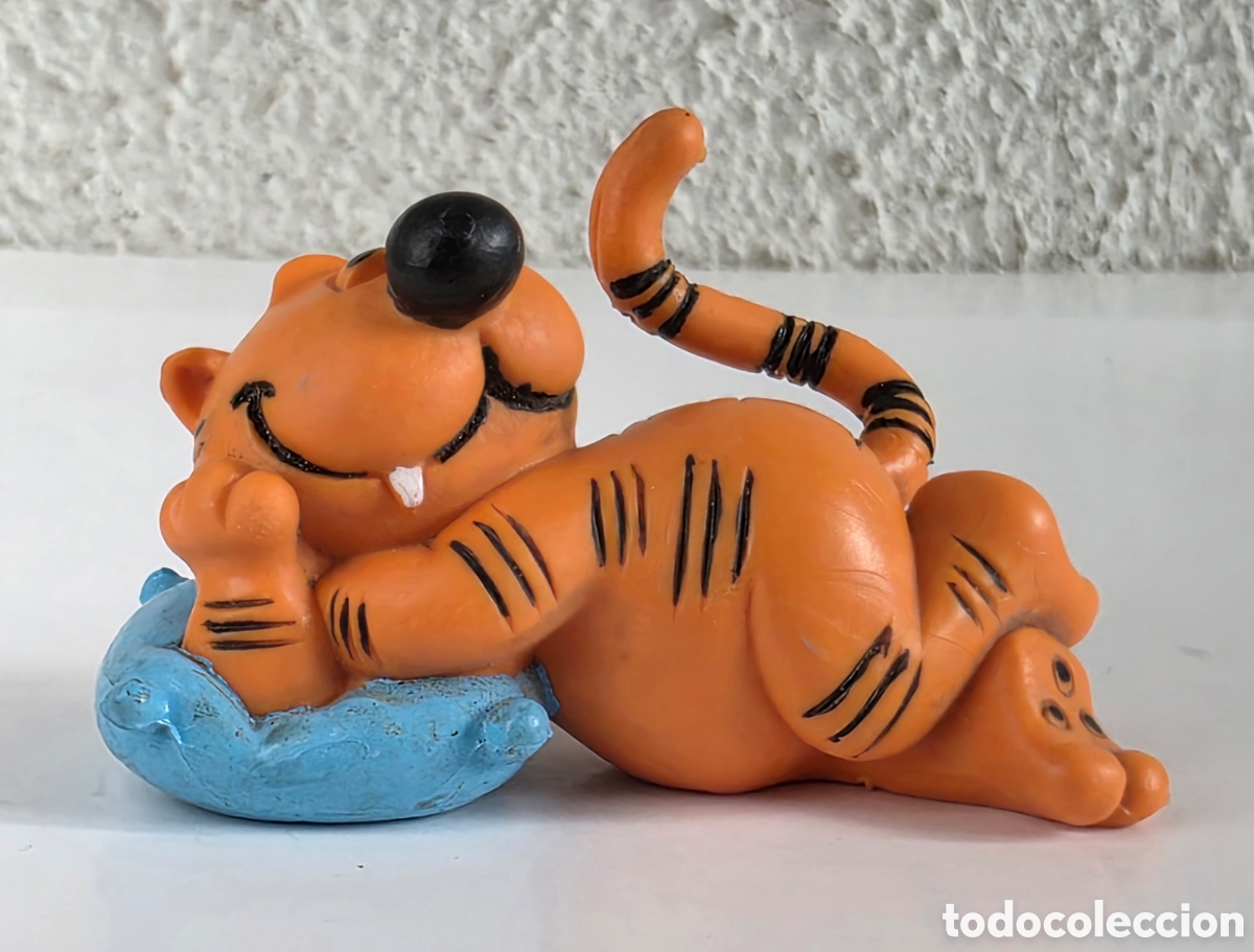 Gummi- und PVC-Figuren: Figura goma pvc Gardfield con Almohada - Comics Spain 1983 - Gato Naranja Juguete Retro