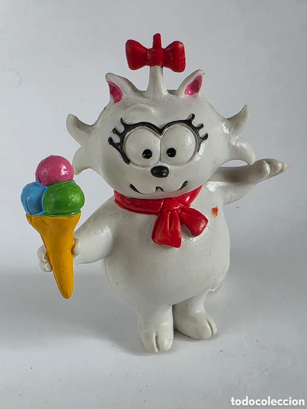 Gummi- und PVC-Figuren: Figura goma pvc Sonia La Novia de Garfield con Helado - Comics Spain 1983 Gata Blanca Juguete Retro