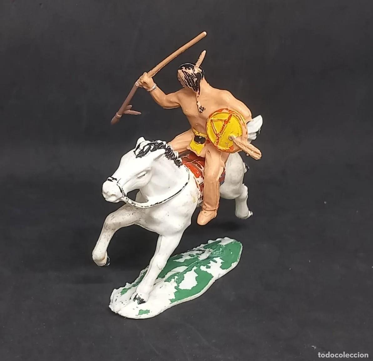 Figuras de goma y PVC: REAMSA OESTE GUERRERO INDIO A CABALLO CON BASE REF 406 SERIE INDIOS SIOUX ORIGINAL A&Ntilde;OS 60/70 RTOY