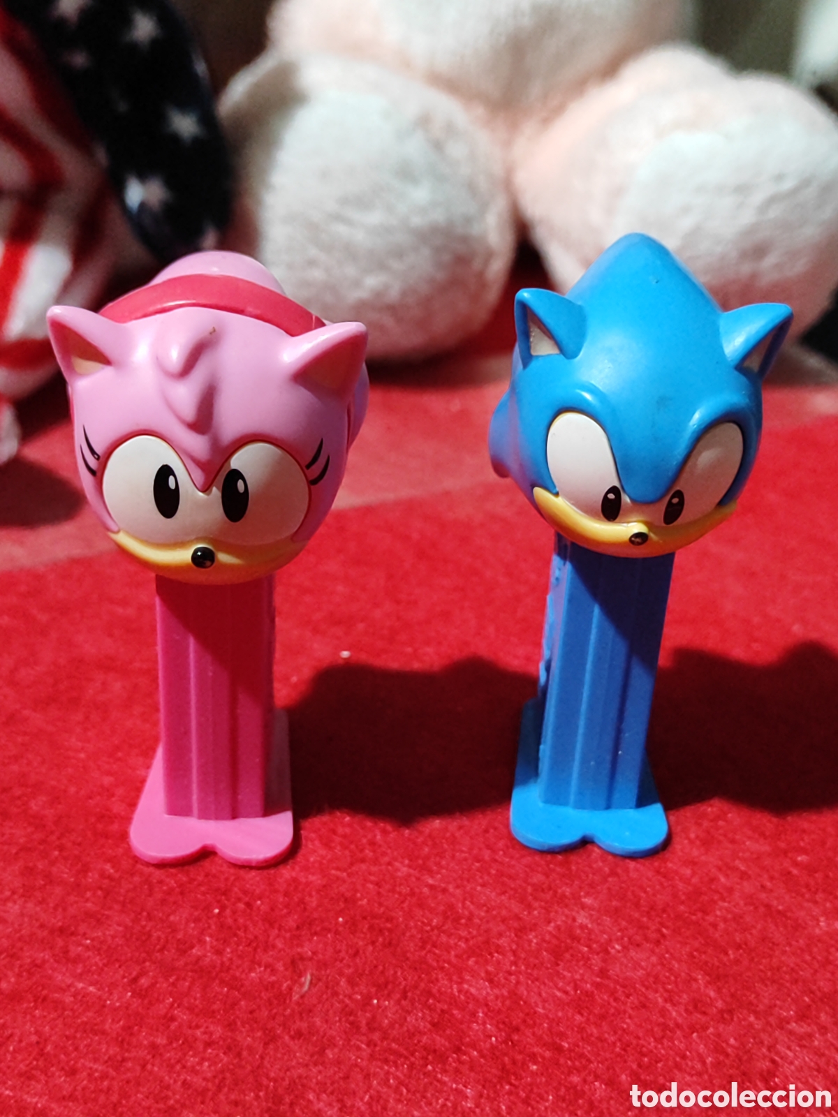 Figuras de goma y PVC dispensador PEZ: Pareja de mini dispensadores de caramelos PEZ con la imagen de Sonic y Amy Rose