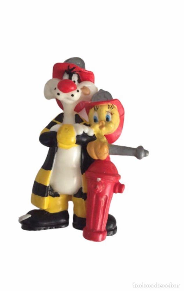 Figuras de goma y PVC: Disney Gato Silvestre y Piolin Bomberos 1,993, 8cm, #54