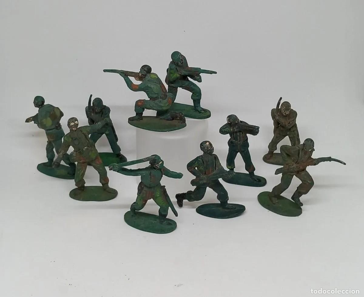 Figuras de goma y PVC: BRUVER SOLDADOS MARINE AMERICANO NEGRO USA CAMUFLAJE FIGURAS GOMA TIPO PECH ORIGINAL A&Ntilde;OS 50-60 RTOY