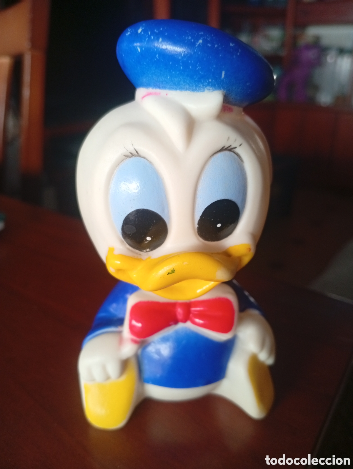 Figuras de goma y PVC: MU&Ntilde;ECO FIGURA PVC GOMA CHIFLE PATO DONALD BEBE PITO SONIDO FUNCIONANDO