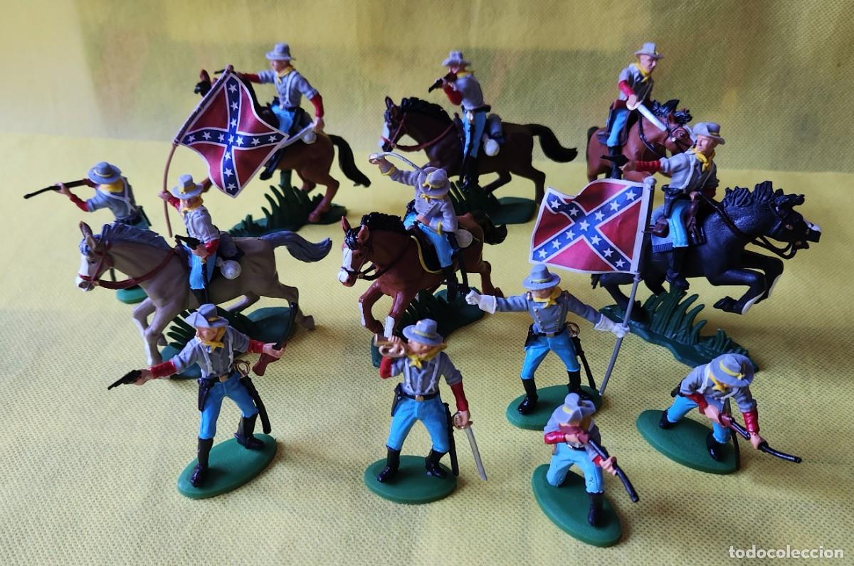 Figuras de goma y PVC: 12 SUDISTAS CONFEDERADOS - soldaditos pl&aacute;stico DSG variante Argentina de Britains