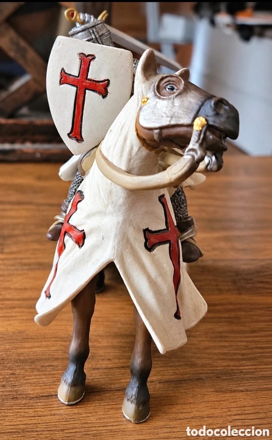 Figuras de Borracha e PVC: RAREZA PAPO MINT - Gran Caballero Templario a Caballo - Descatalogado / Pieza de Coleccion Impecable