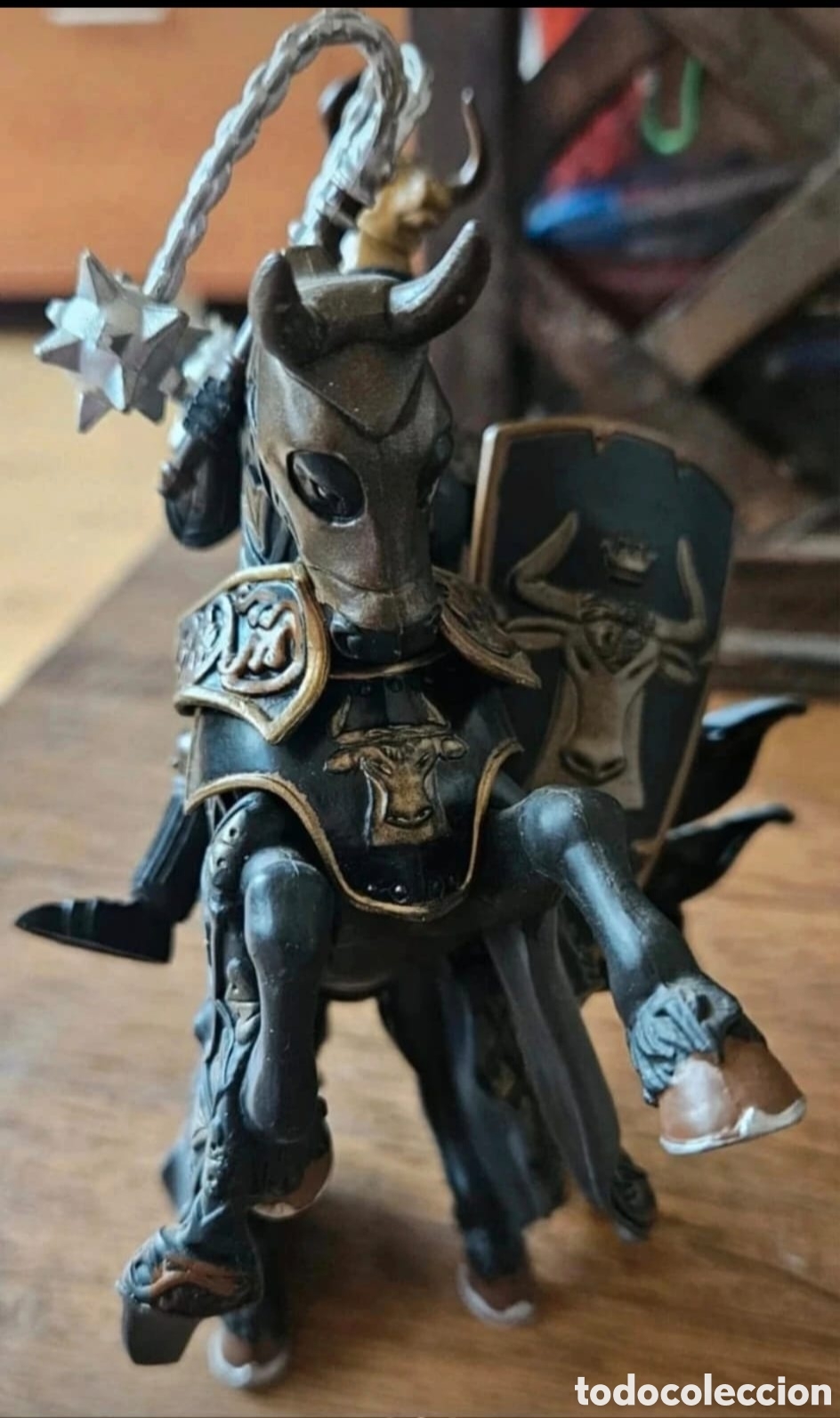 Figuras de goma y PVC: Papo 39917 + 39918 Descatalogado | Caballero del Toro + Caballo Encabritado (Set Completo)