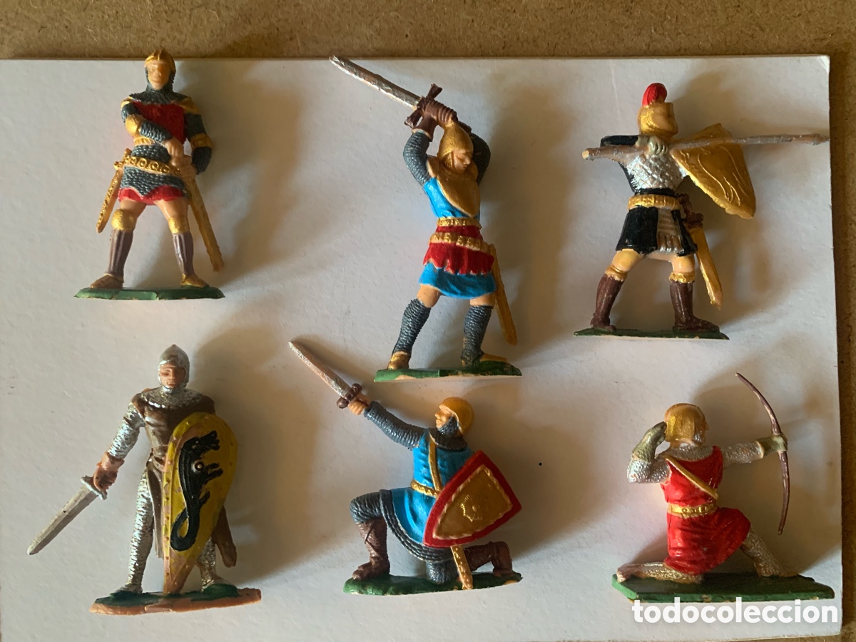 Figuras de goma y PVC: LOTE DE 6 GUERREROS MEDIEVALES DE REAMSA.