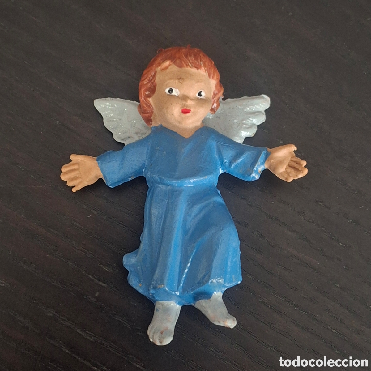 Figuras de goma y PVC: ANGLE TUNICA AZUL ALAS TIPO FIGURA BELEN - FIGURA PVC