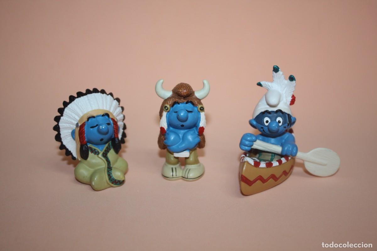 Figuras de goma y PVC: Los Pitufos Pitufina - schleich peyo - Lote de Nativos Americanos (Indios)