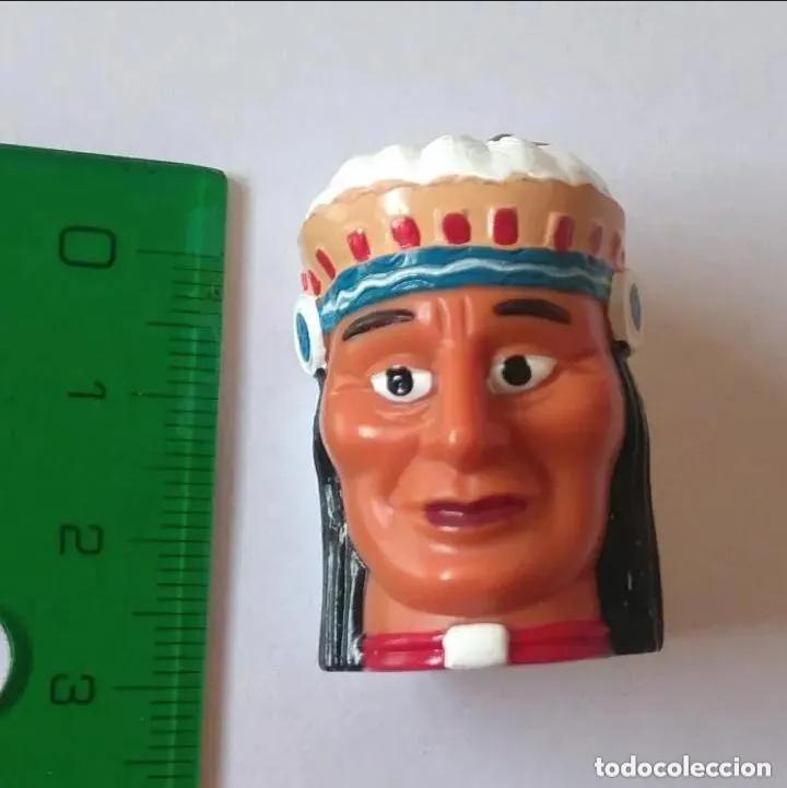 Figuras de goma Kinder: kinder dedal cabezon indio sioux tipo dedo&ntilde;eco siux india o azteca mu&ntilde;eco ferrero cabeza